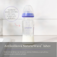 Lansinoh Skleněná kojenecká láhev s NaturalWave® savičkou