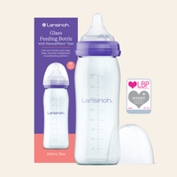 Lansinoh Skleněná kojenecká láhev s NaturalWave® savičkou