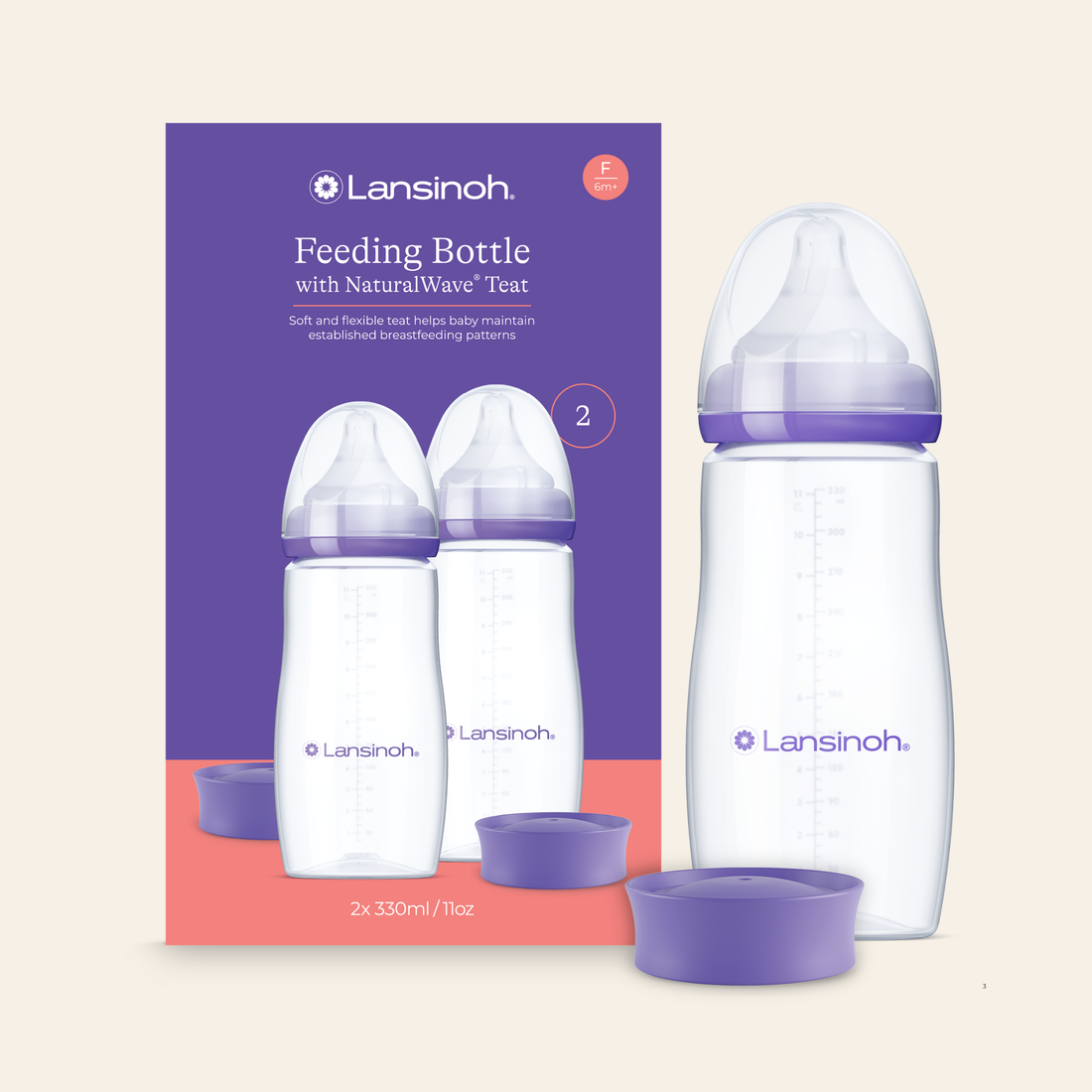 Lansinoh Kojenecká láhev 2x330ml s NaturalWave savičkou s rychlým prutokem