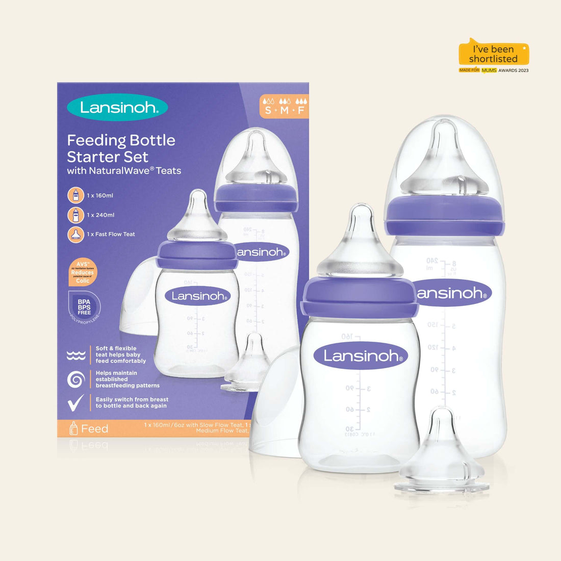 Lansinoh Startovací set kojeneckých lahví s NaturalWave®  savičkou 