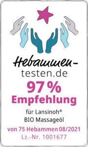 Lansinoh Organický olej pro masáž hráze je oceněn porodními asistentkama v Nemecku